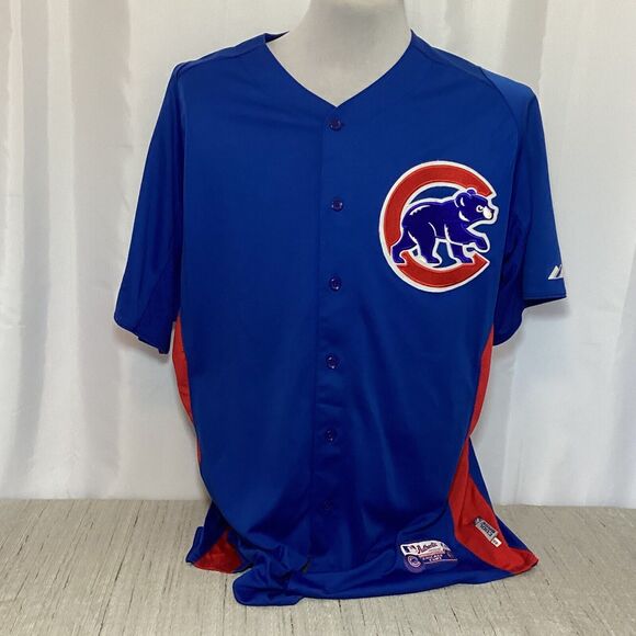 Majestic Authentic Chicago Cubs Jersey #64 Size 48 Cool Base MLB Blue Red - Picture 1 of 9